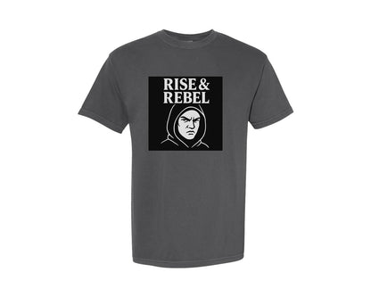 brand:Comfort Colors|color:Pepper|Rise Rebel Rhinestone Design Graphic T-Shirt