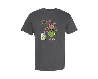 brand:Comfort Colors|color:Pepper|Funny Pickle Queen T Shirt Design Graphic T-Shirt