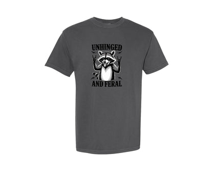 brand:Comfort Colors|color:Pepper|Unhinged Raccoon Wild Rebel Design Graphic T-Shirt