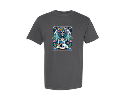 brand:Comfort Colors|color:Pepper|The Cat Lady Tarot Card Funny Cat W Graphic T-Shirt