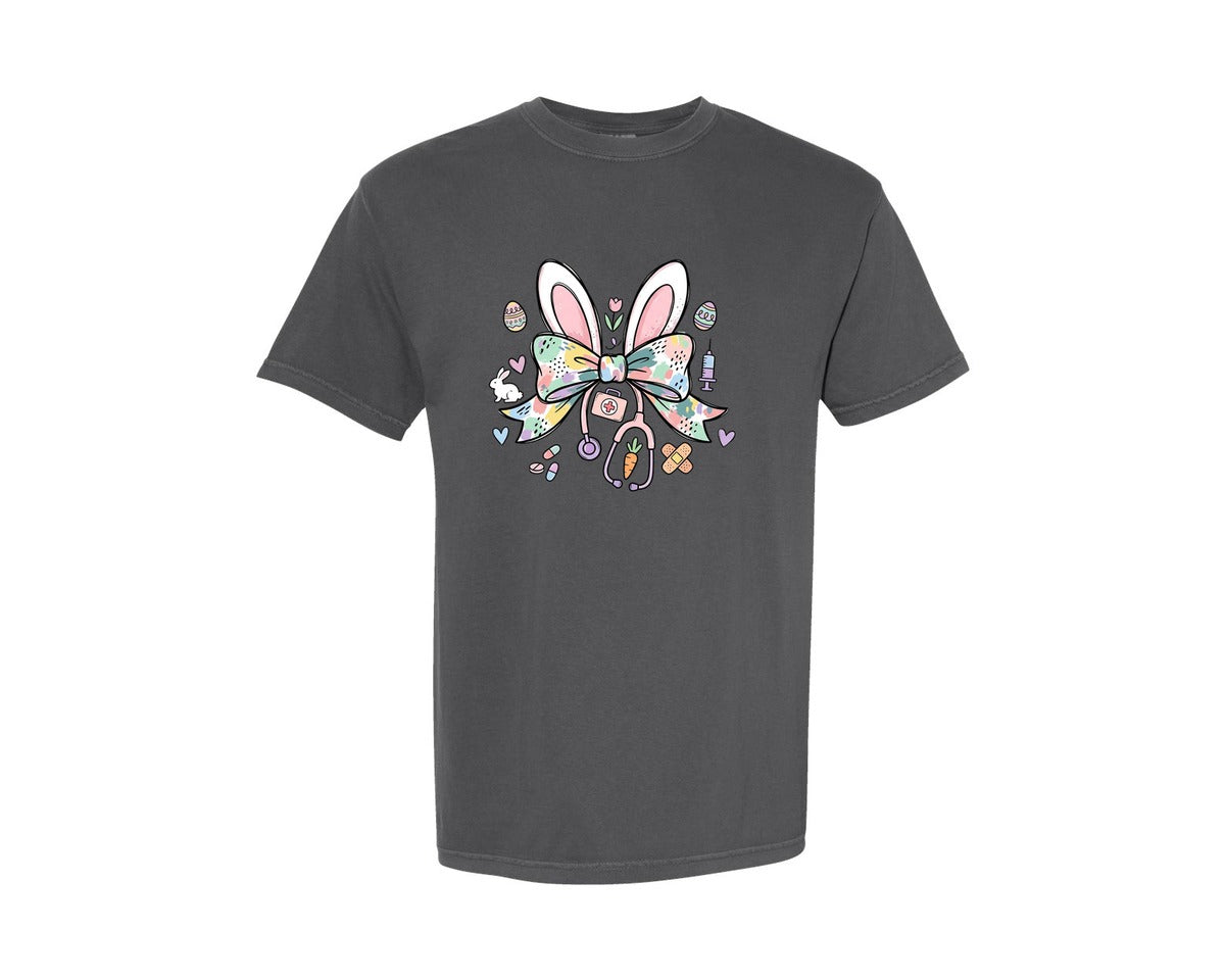 brand:Comfort Colors|color:Pepper|Easter Nurse Coquette 3 Graphic T-Shirt