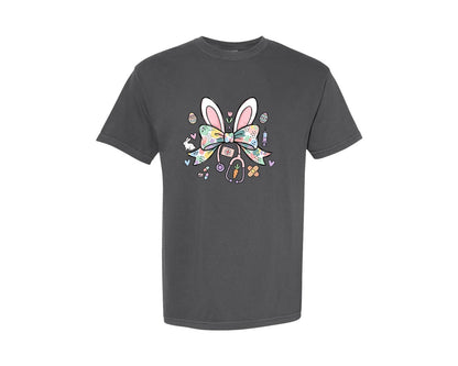 brand:Comfort Colors|color:Pepper|Easter Nurse Coquette 3 Graphic T-Shirt