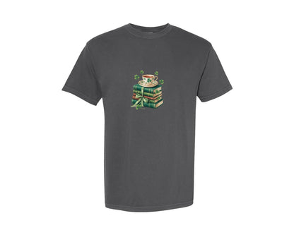 brand:Comfort Colors|color:Pepper|Book Coffee Lover St Patricks Day 3 Graphic T-Shirt