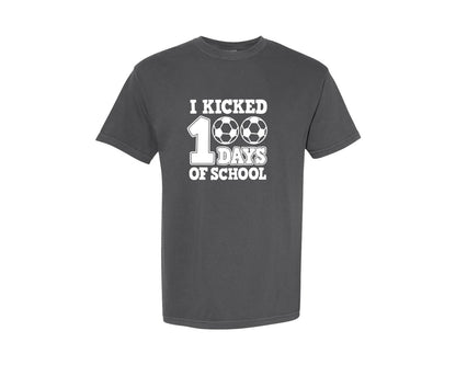 brand:Comfort Colors|color:Pepper|I Kicked 100 Days Of School 8 Graphic T-Shirt
