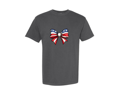brand:Comfort Colors|color:Pepper|Coquette Bow 4Th July American Flag 6 Graphic T-Shirt