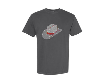 brand:Comfort Colors|color:Pepper|Cowboy Hat Rhinestone Templates Graphic T-Shirt