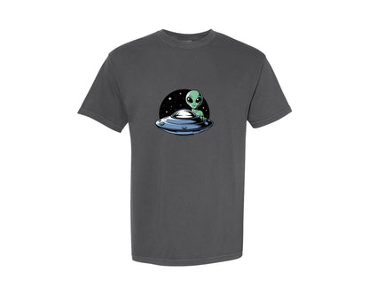 brand:Comfort Colors|color:Pepper|Retro Vintage Ufo Alien T Shirt Design 4 Graphic T-Shirt