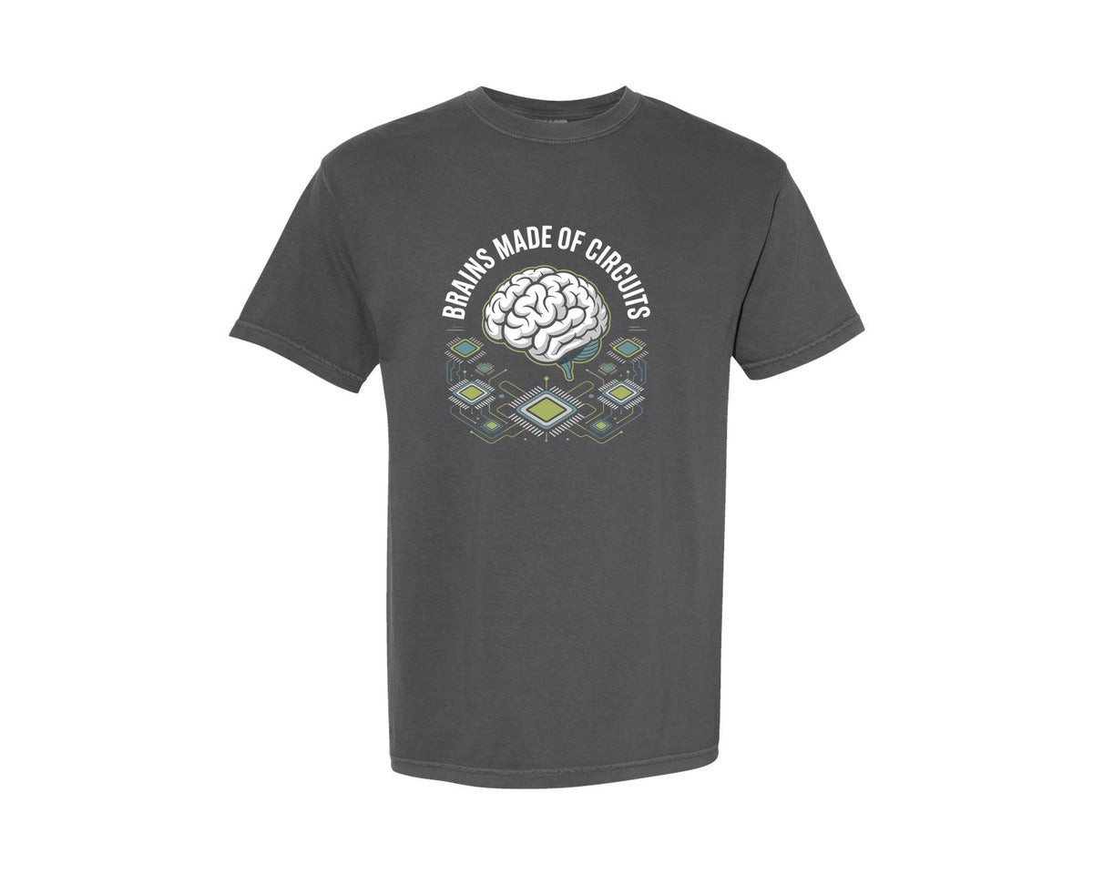 brand:Comfort Colors|color:Pepper|Brains Made Of Circuits Ai Design Graphic T-Shirt