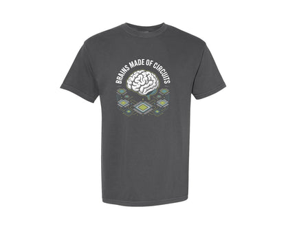 brand:Comfort Colors|color:Pepper|Brains Made Of Circuits Ai Design Graphic T-Shirt