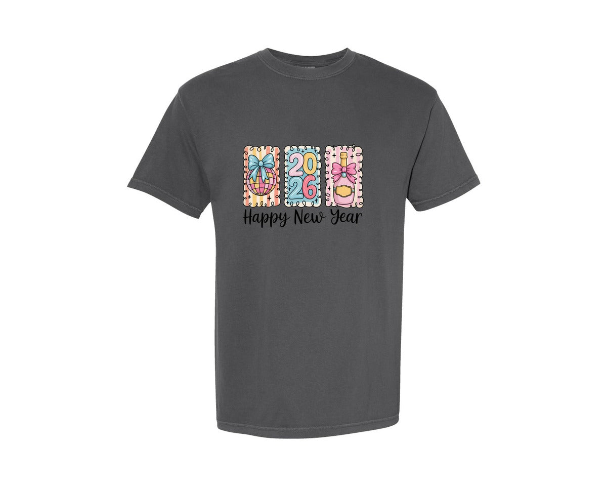 brand:Comfort Colors|color:Pepper|2026 Happy New Year New Year 2026 Graphic T-Shirt