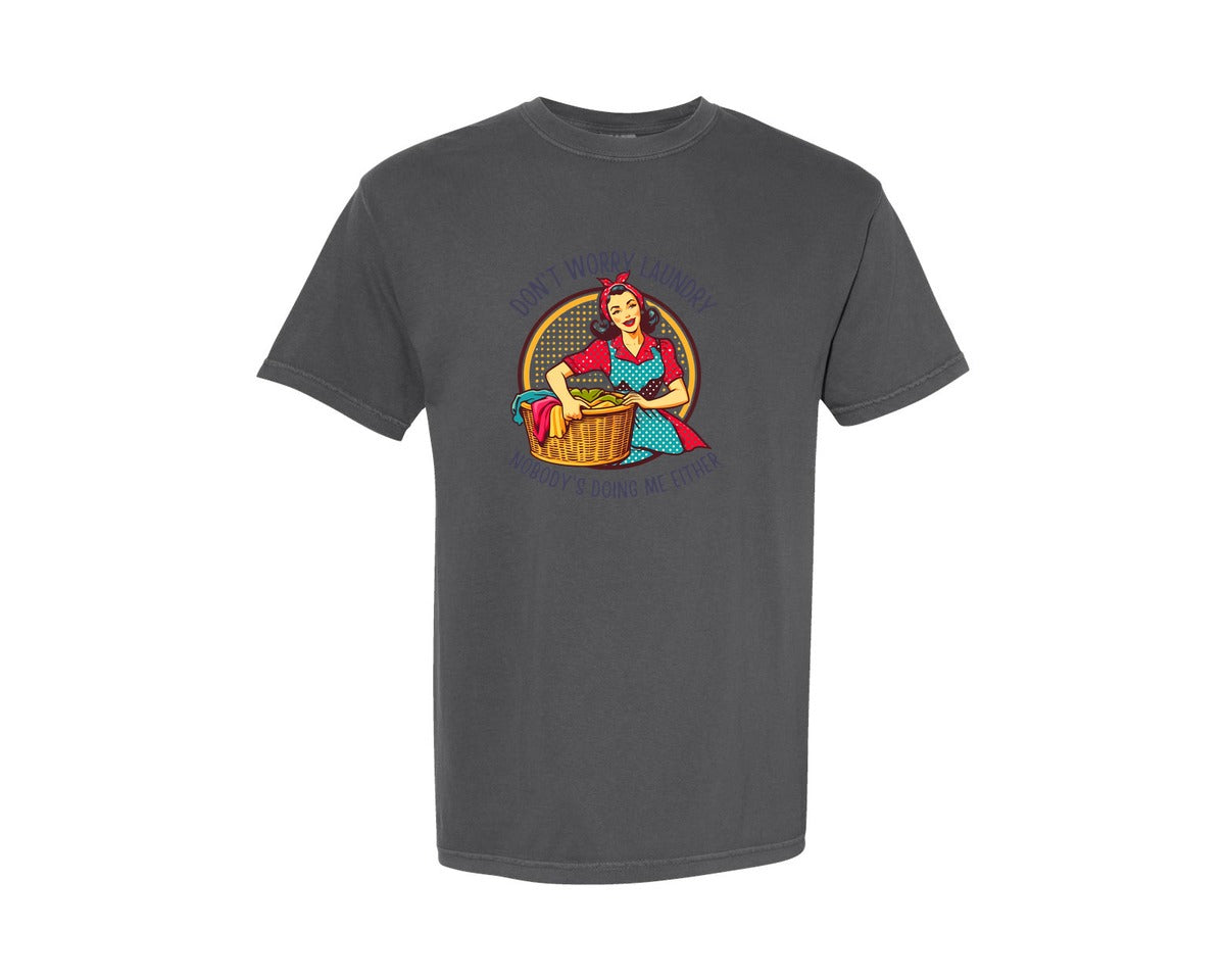 brand:Comfort Colors|color:Pepper|Dont Worry Laundry Trendy Vintage Graphic T-Shirt