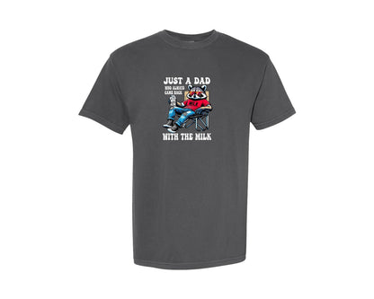 brand:Comfort Colors|color:Pepper|Funny Fathers Day Dad With Milk Graphic T-Shirt