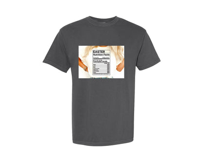 brand:Comfort Colors|color:Pepper|Easter Nutrition Facts Easter 2 Graphic T-Shirt