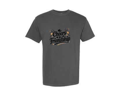 brand:Comfort Colors|color:Pepper|Cheers To Friendship Galentines Day Graphic T-Shirt