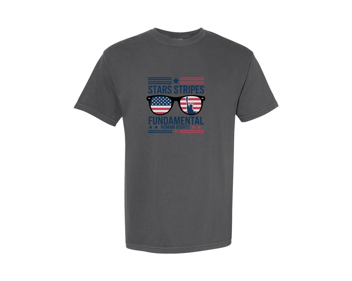 brand:Comfort Colors|color:Pepper|Stars Stripes Fundamental Human Rights Graphic T-Shirt