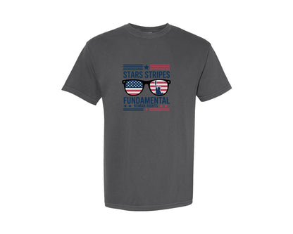 brand:Comfort Colors|color:Pepper|Stars Stripes Fundamental Human Rights Graphic T-Shirt