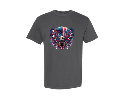 brand:Comfort Colors|color:Pepper|Patriotic Eagle Usa Flag 4Th Of July 3 Graphic T-Shirt