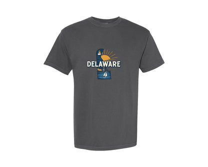 brand:Comfort Colors|color:Pepper|Delaware State Map 2 Graphic T-Shirt