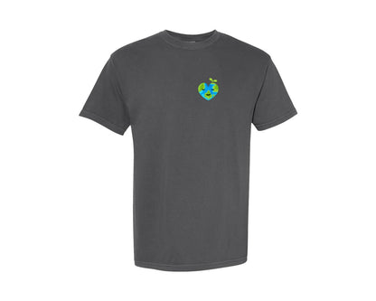 brand:Comfort Colors|color:Pepper|Love Heart Earth Globe Pocket Design Graphic T-Shirt