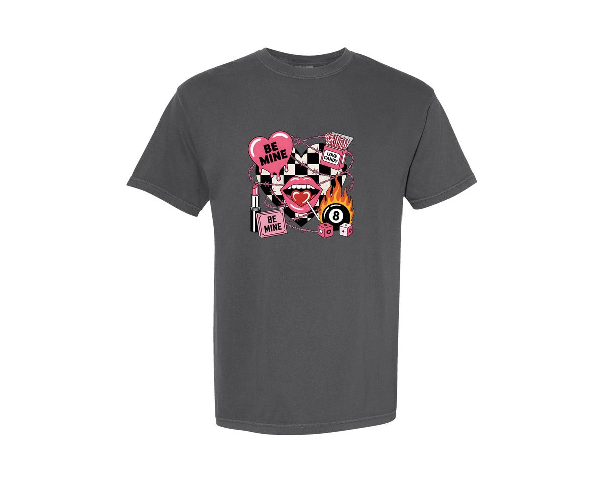 brand:Comfort Colors|color:Pepper|Be Mine Valentine Western Valentine 3 Graphic T-Shirt