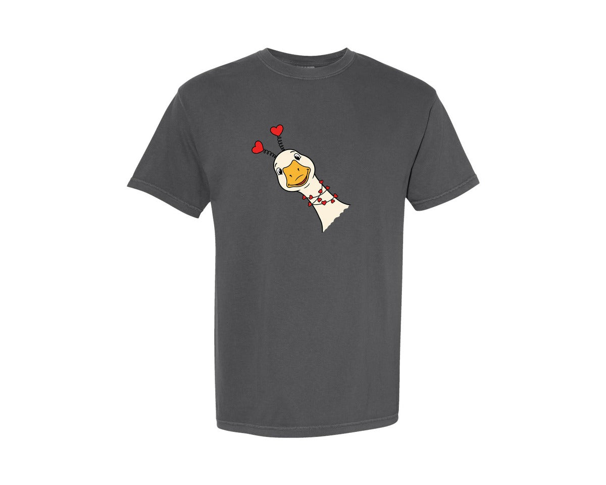 brand:Comfort Colors|color:Pepper|Valentine Day Goose Graphic T-Shirt