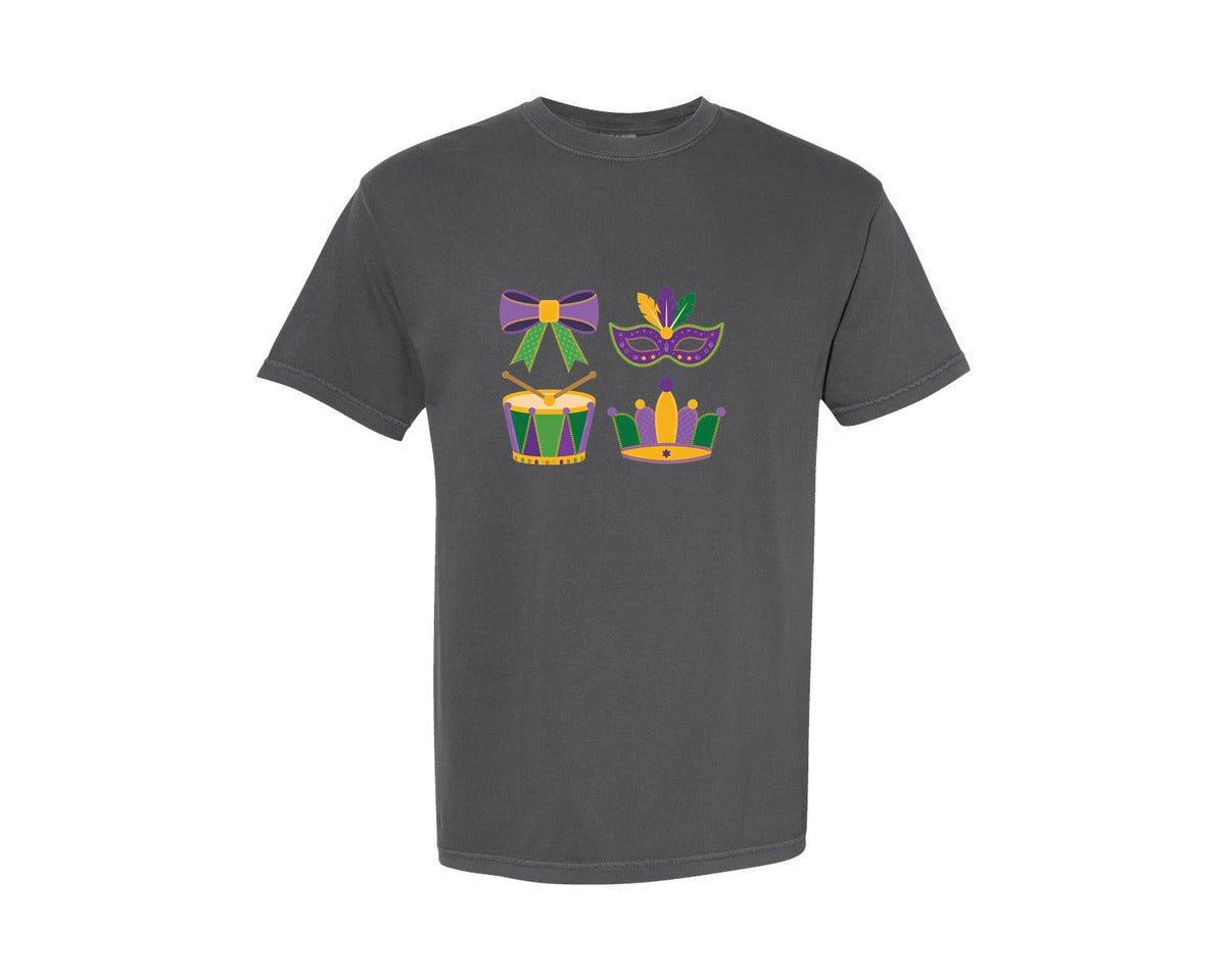 brand:Comfort Colors|color:Pepper|Mardi Gras Coquette Festival Graphic T-Shirt
