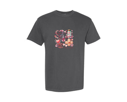 brand:Comfort Colors|color:Pepper|Happy Valentines Day Nurse Life Graphic T-Shirt