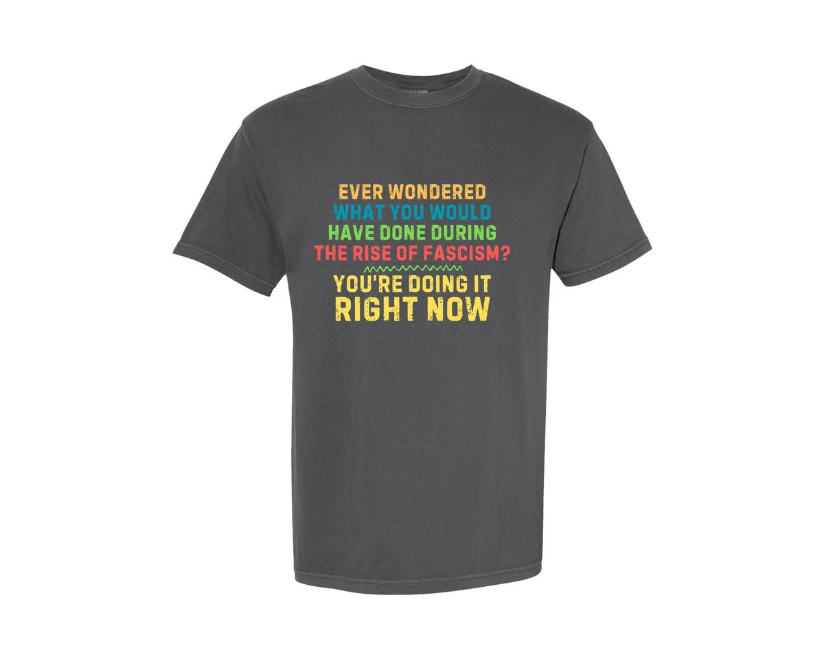 brand:Comfort Colors|color:Pepper|Anti Fascism Retro Hands Off Graphic T-Shirt