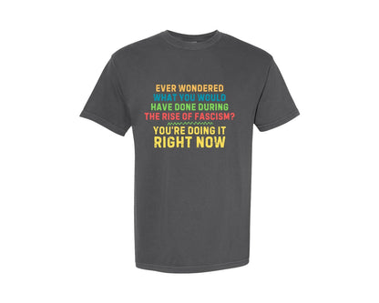 brand:Comfort Colors|color:Pepper|Anti Fascism Retro Hands Off Graphic T-Shirt