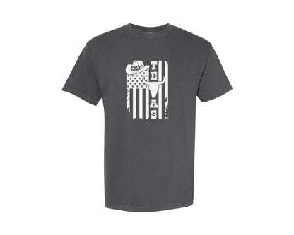 brand:Comfort Colors|color:Pepper|Texas Flag Western Cowboy Design Graphic T-Shirt