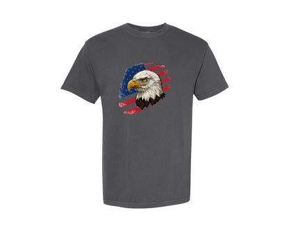 brand:Comfort Colors|color:Pepper|American Eagle With Flag Patriotic Graphic T-Shirt
