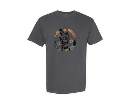 brand:Comfort Colors|color:Pepper|Run Wild Feel Free Fitness Shirt Graphic T-Shirt