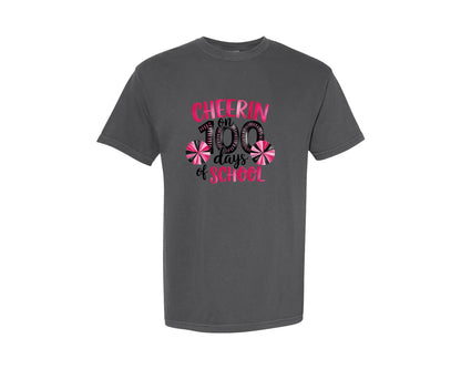 brand:Comfort Colors|color:Pepper|Cheering On 100 Days Of School Graphic T-Shirt