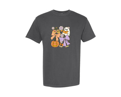 brand:Comfort Colors|color:Pepper|Spooky Teacher Halloween Coquette 2 Graphic T-Shirt
