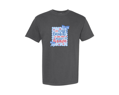 brand:Comfort Colors|color:Pepper|Preppy 4Th Of July Land Of Free Graphic T-Shirt