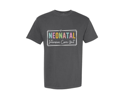 brand:Comfort Colors|color:Pepper|Nicu Nurse Neonatal Intensive Care Graphic T-Shirt