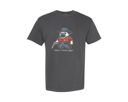 brand:Comfort Colors|color:Pepper|Cowboy Pug Dog Shirt Graphic T-Shirt