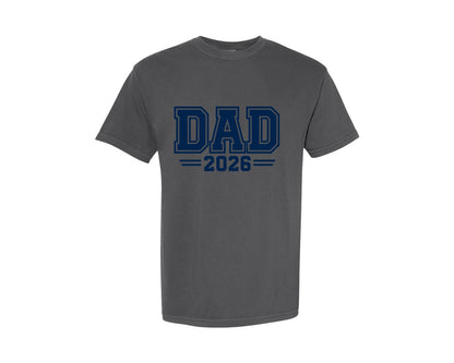 brand:Comfort Colors|color:Pepper|Bold Varsity Dad 2026 Design Graphic T-Shirt