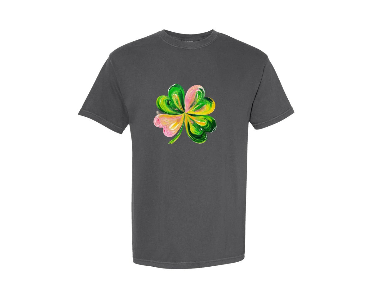 brand:Comfort Colors|color:Pepper|Brushstroke Shamrock Graphic T-Shirt