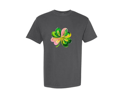 brand:Comfort Colors|color:Pepper|Brushstroke Shamrock Graphic T-Shirt