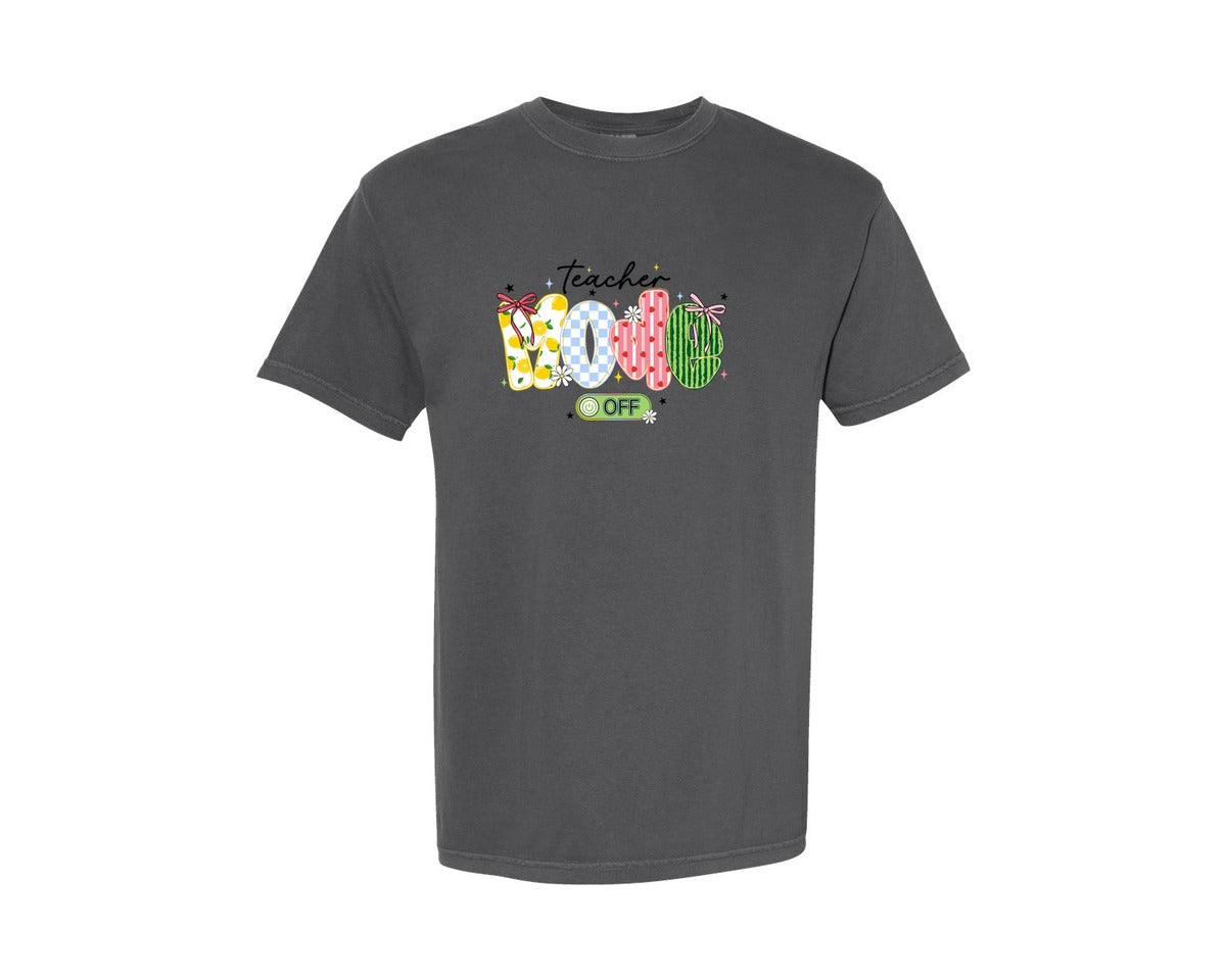 brand:Comfort Colors|color:Pepper|Funny Teacher Mode Off Summer Graphic T-Shirt