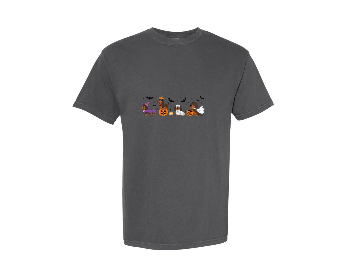 brand:Comfort Colors|color:Pepper|Halloween Dachshund Set Graphic T-Shirt