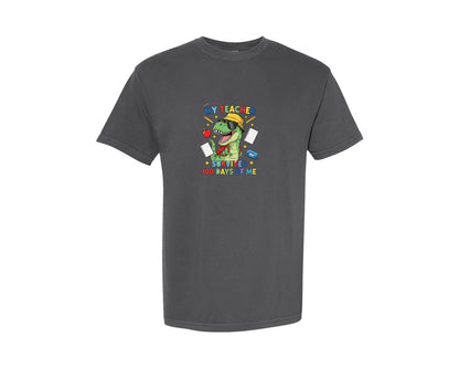 brand:Comfort Colors|color:Pepper|My Teacher Survived 100 Days 14 Graphic T-Shirt