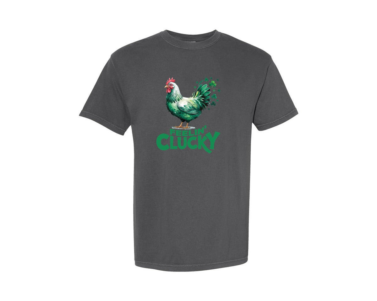 brand:Comfort Colors|color:Pepper|Feelin Clucky Chicken Graphic T-Shirt