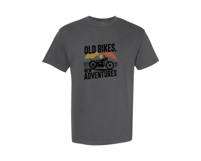 brand:Comfort Colors|color:Pepper|Retro Vintage Old Bikes New Adventures Graphic T-Shirt
