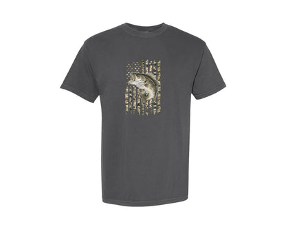 brand:Comfort Colors|color:Pepper|Patriotic Dad Design Fishing Lover Graphic T-Shirt