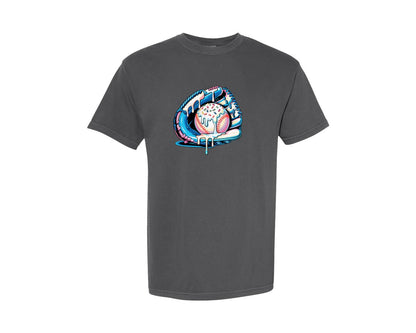brand:Comfort Colors|color:Pepper|Baseball Drip Ice Cream Sprinkles Glove Graphic T-Shirt