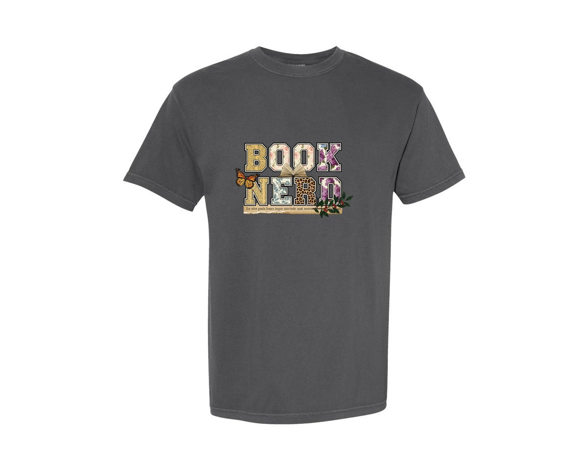 brand:Comfort Colors|color:Pepper|Trendy Book Lover Book Nerd Graphic T-Shirt