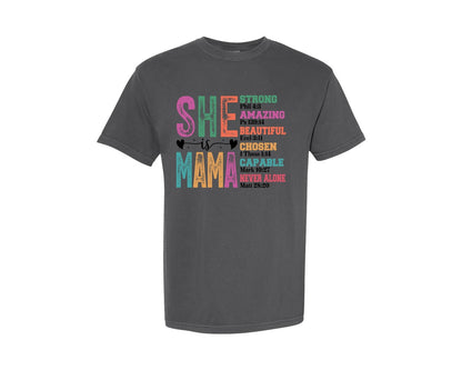 brand:Comfort Colors|color:Pepper|She Is Mom Graphic T-Shirt