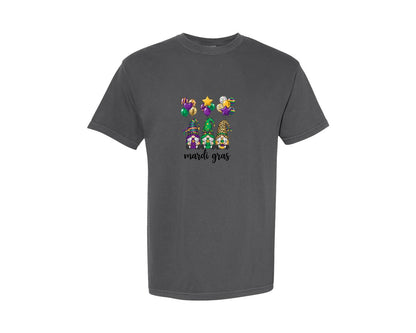 brand:Comfort Colors|color:Pepper|Mardi Gras Gnomes 3 Graphic T-Shirt